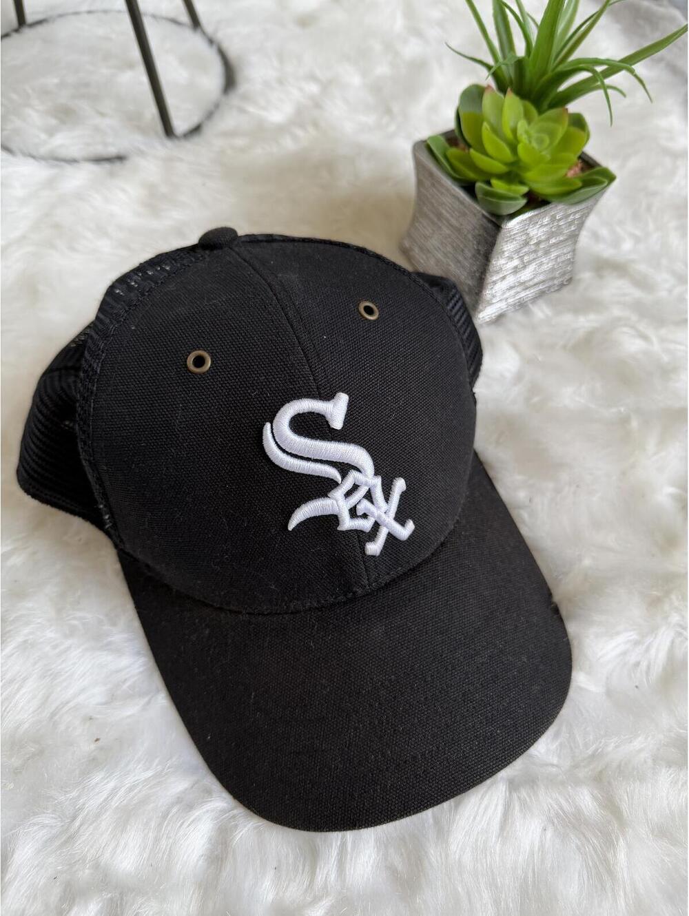 Black Carhartt Mesh Back Adjustable Baseball Cap with Chicago White Sox Logo